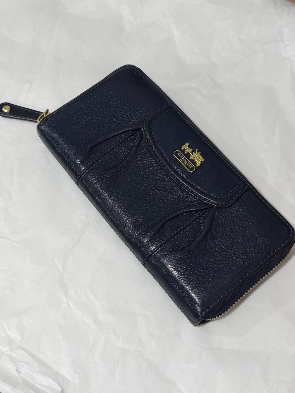 Coach Vintage Madison Accordion Zip Around Wallet In Deep Blue